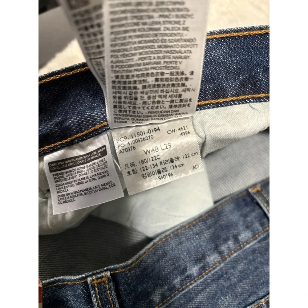 New Levi's 501 Original Straight Button Fly Blue Denim Jeans 48x29 B&T NWT Pants
